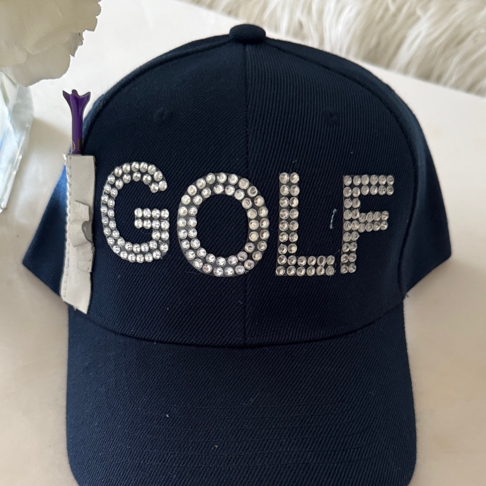 Rhinestone Embellished Navy Cap